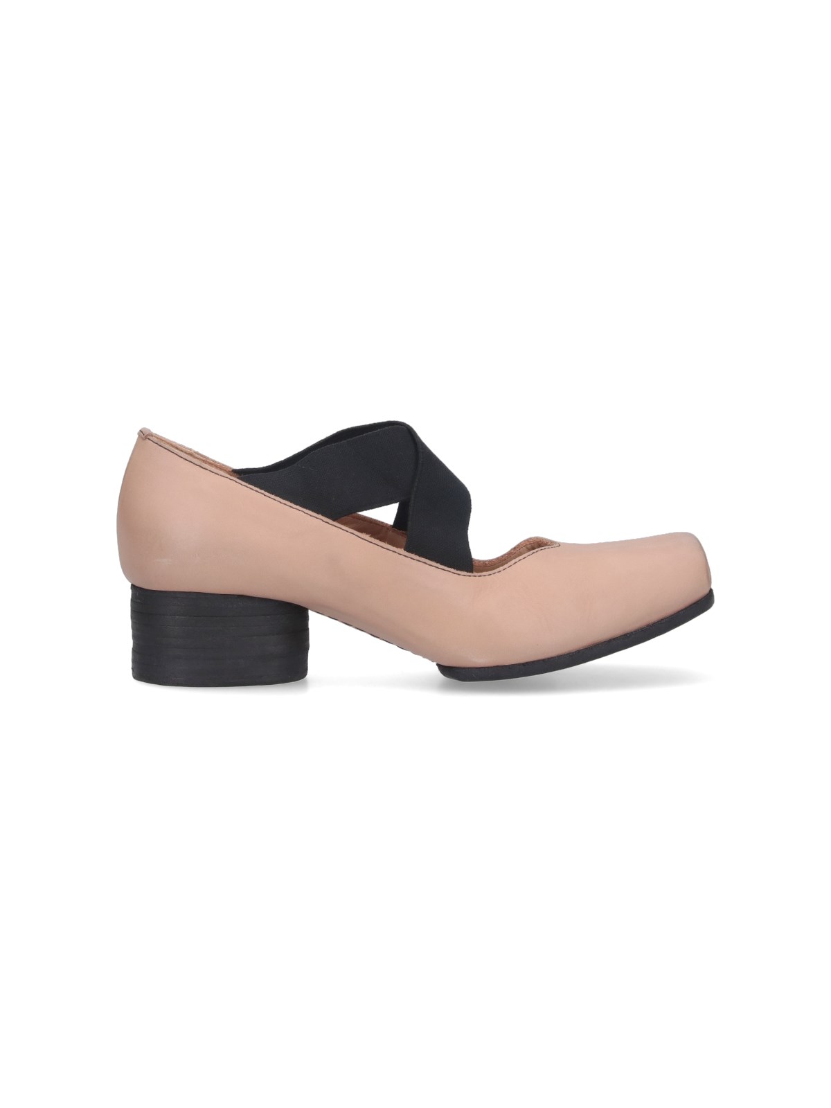 Uma Wang Leather Ballerina Flats With 23 Mm Square Toe In Pink