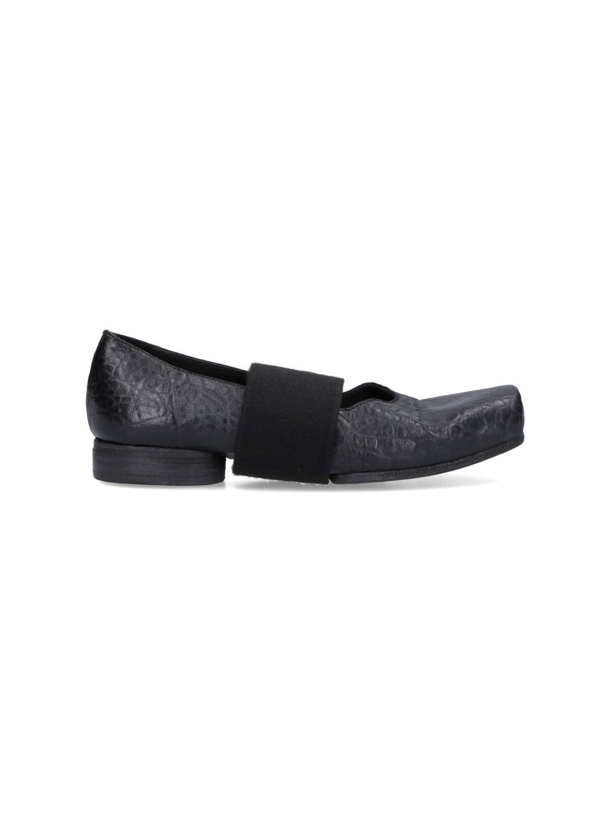 Uma Wang Elasticated-band Grainy-leather Ballet Flats In Black