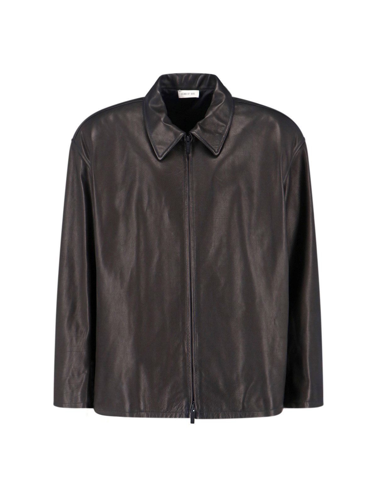 Fear Of God Relaxed Leather Jacket Long Sleeves In Black
