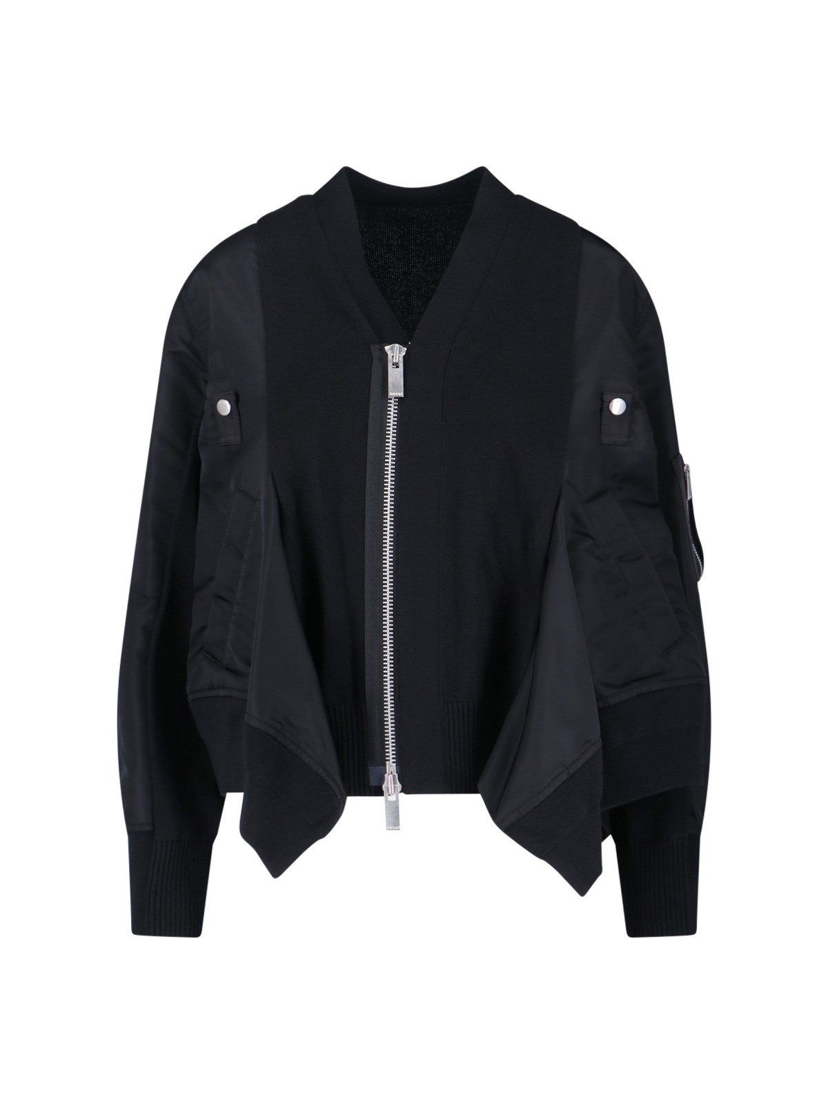 Sacai Black Cotton Blend And Nylon Bomber Jacket In Black
