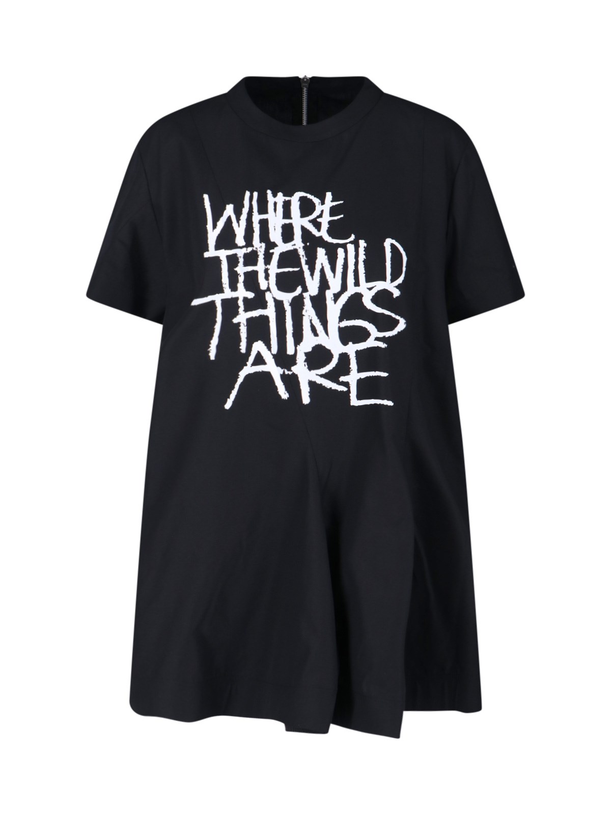 Sacai Mini T-shirt Dress In Black