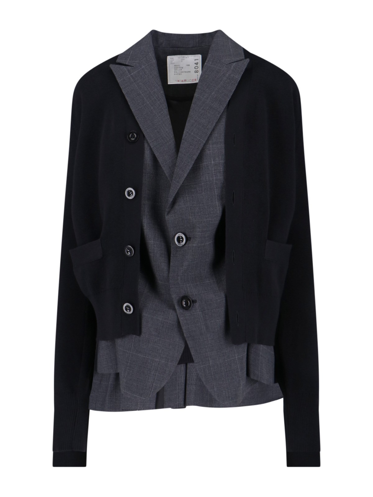 Sacai Double Layer Cardigan In Black