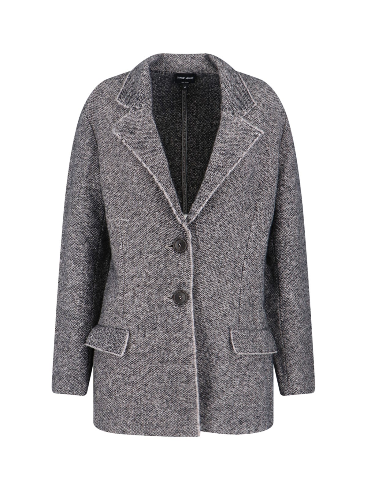 Giorgio Armani Textured Blazer With Flap Pockets And Lapel In Gray