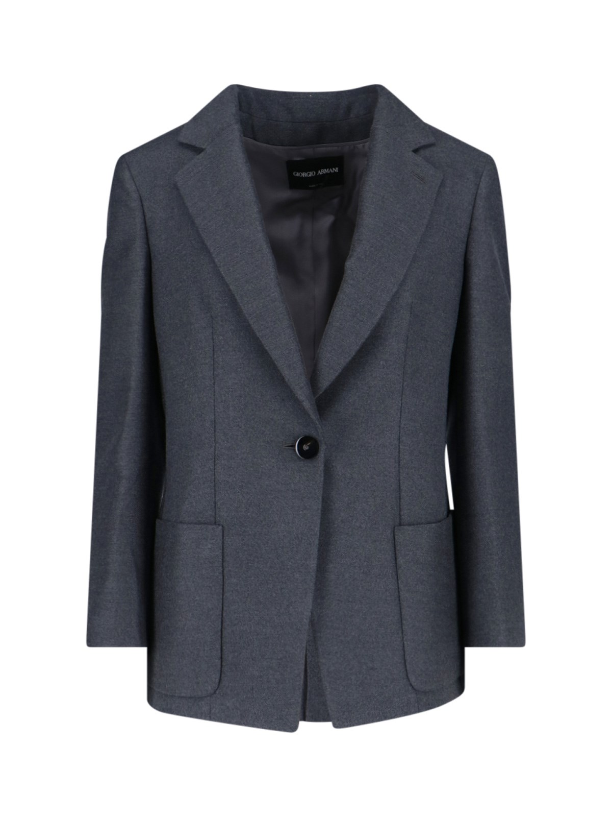 Giorgio Armani Single-breasted Silk Blazer In Gray