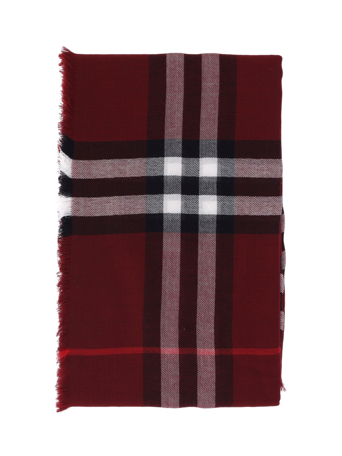 Burberry Check Wool Scarf In Red
