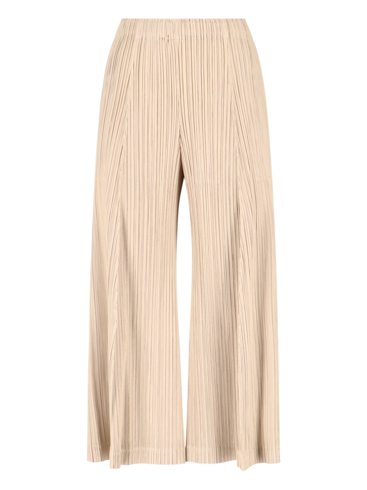 Pleats Please Wide-leg Cropped Trousers In Finely Pleated Fabric In White