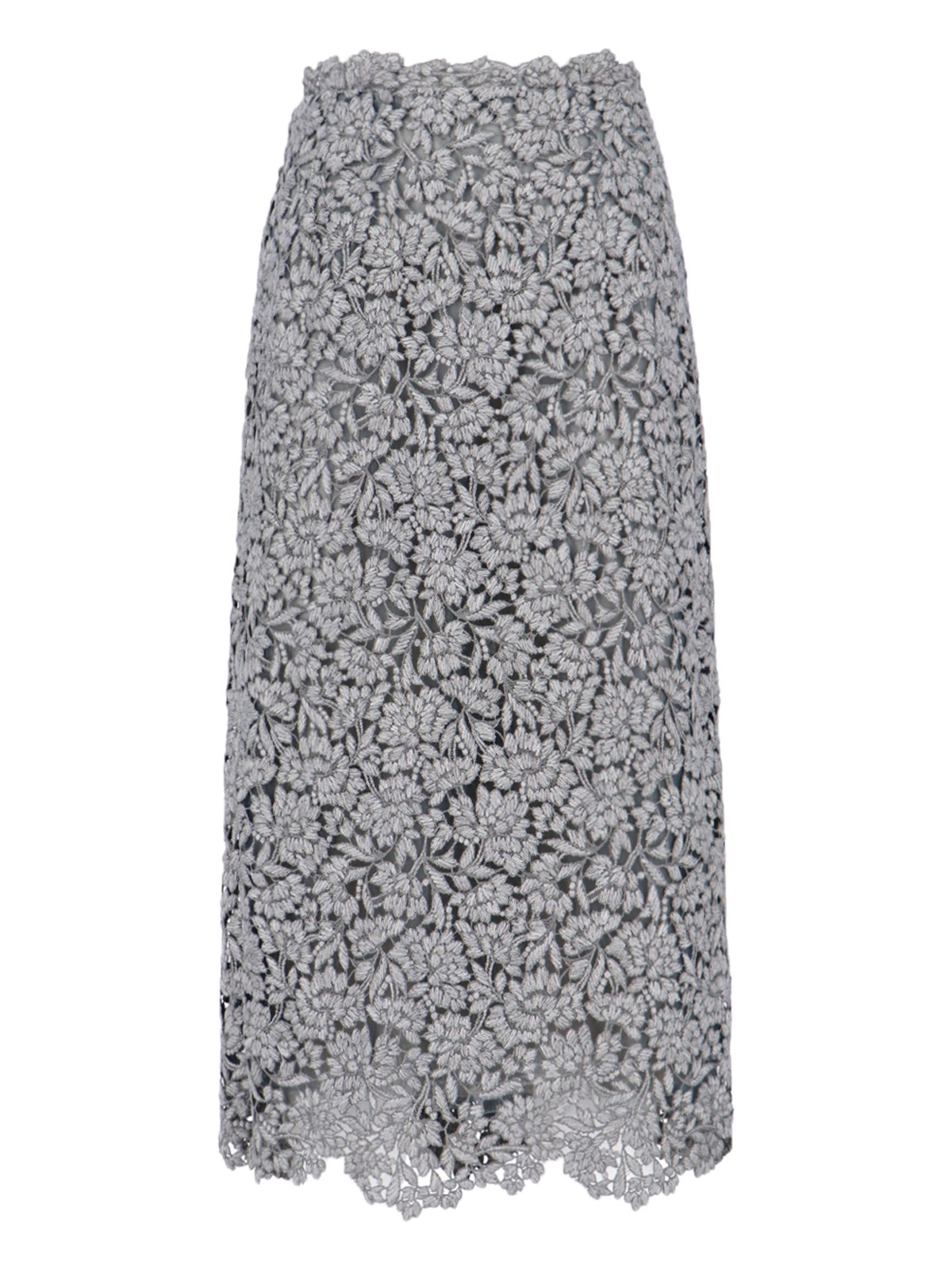 Ermanno Scervino Lace Midi Skirt In Gray