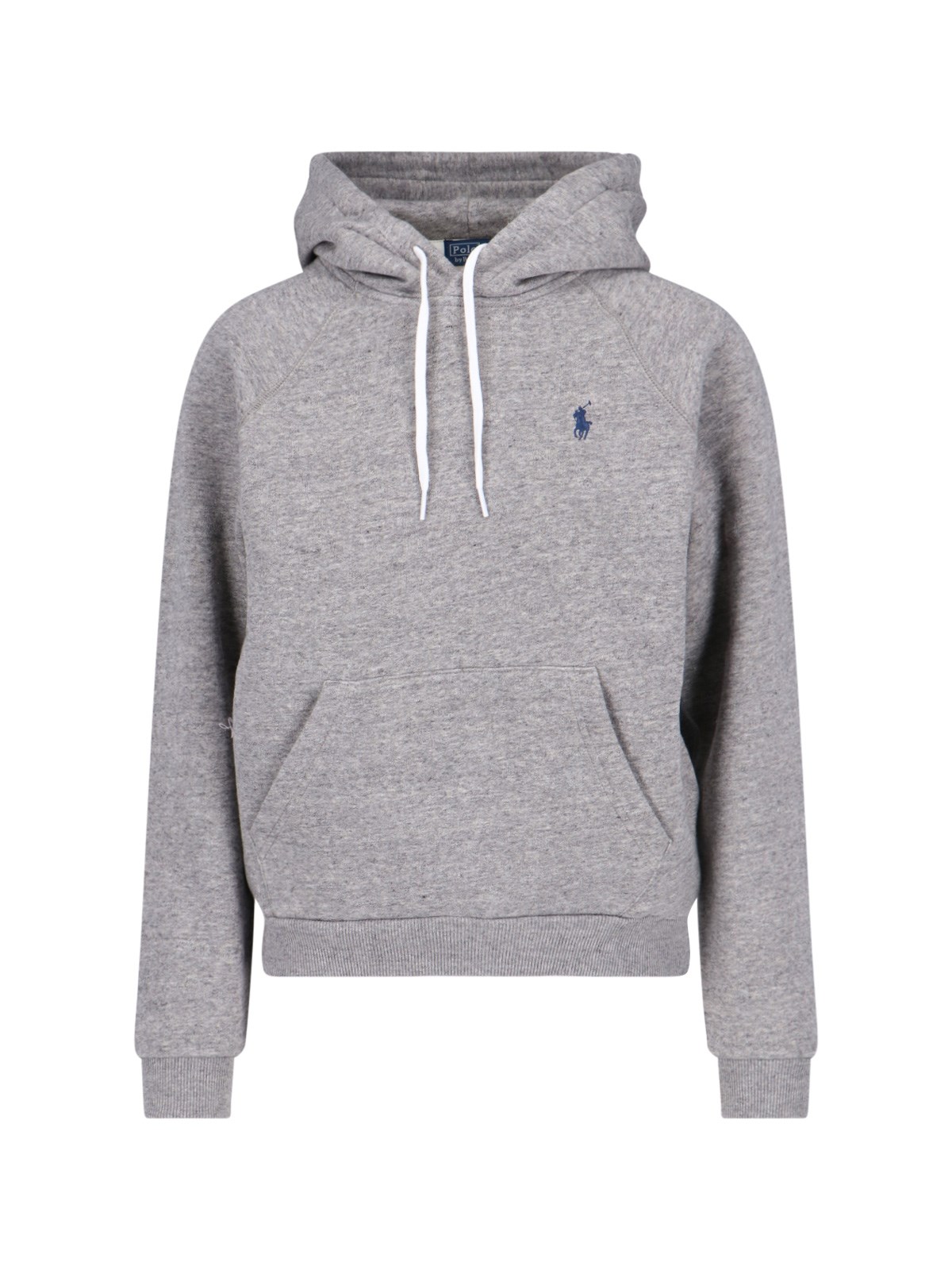 Polo Ralph Lauren Grey Hoodie With Drawstring Hood And Pony Embroidery On The Front