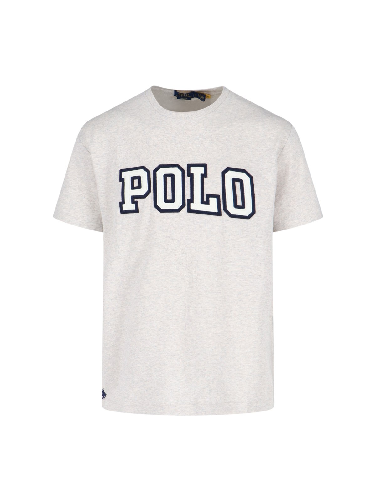 Polo Ralph Lauren White Crewneck T-shirt With Logo Lettering On The Fornt And Pony Embroidery On The Front
