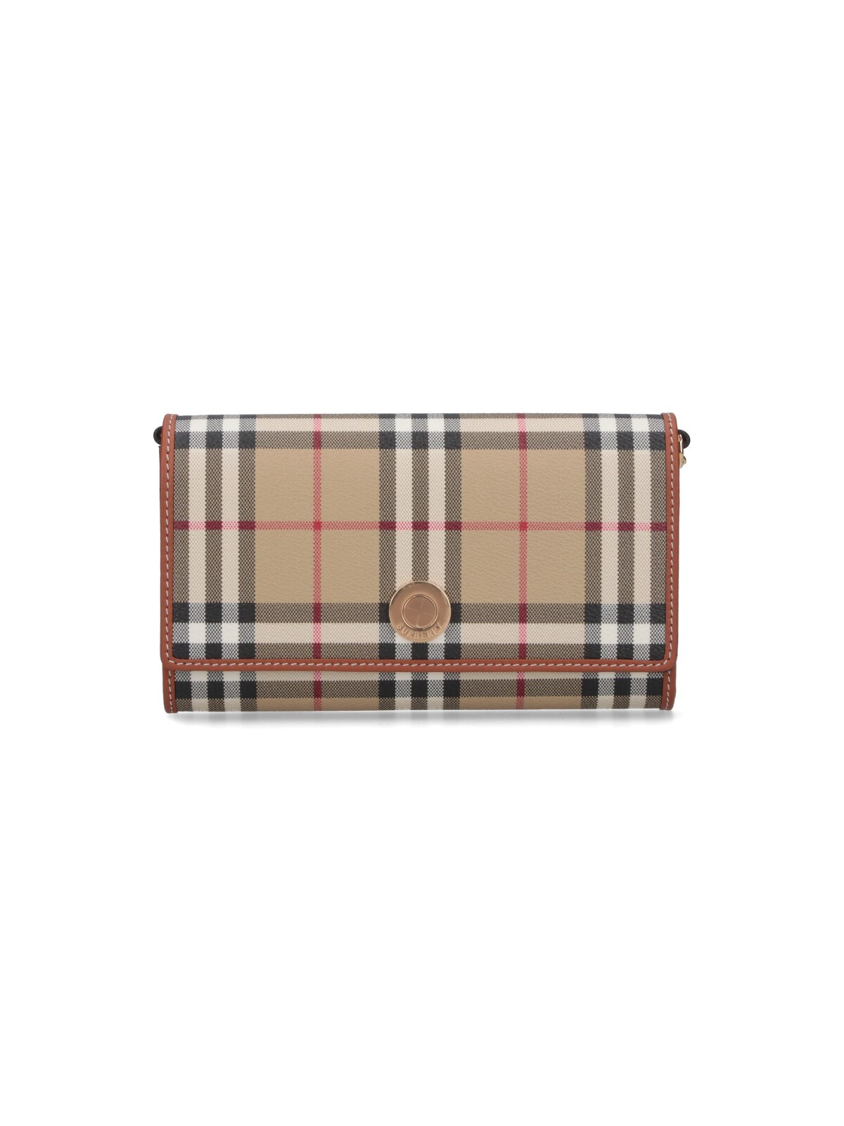 Burberry Beige Fabric Wallet With Multicolor Check Pattern In Brown