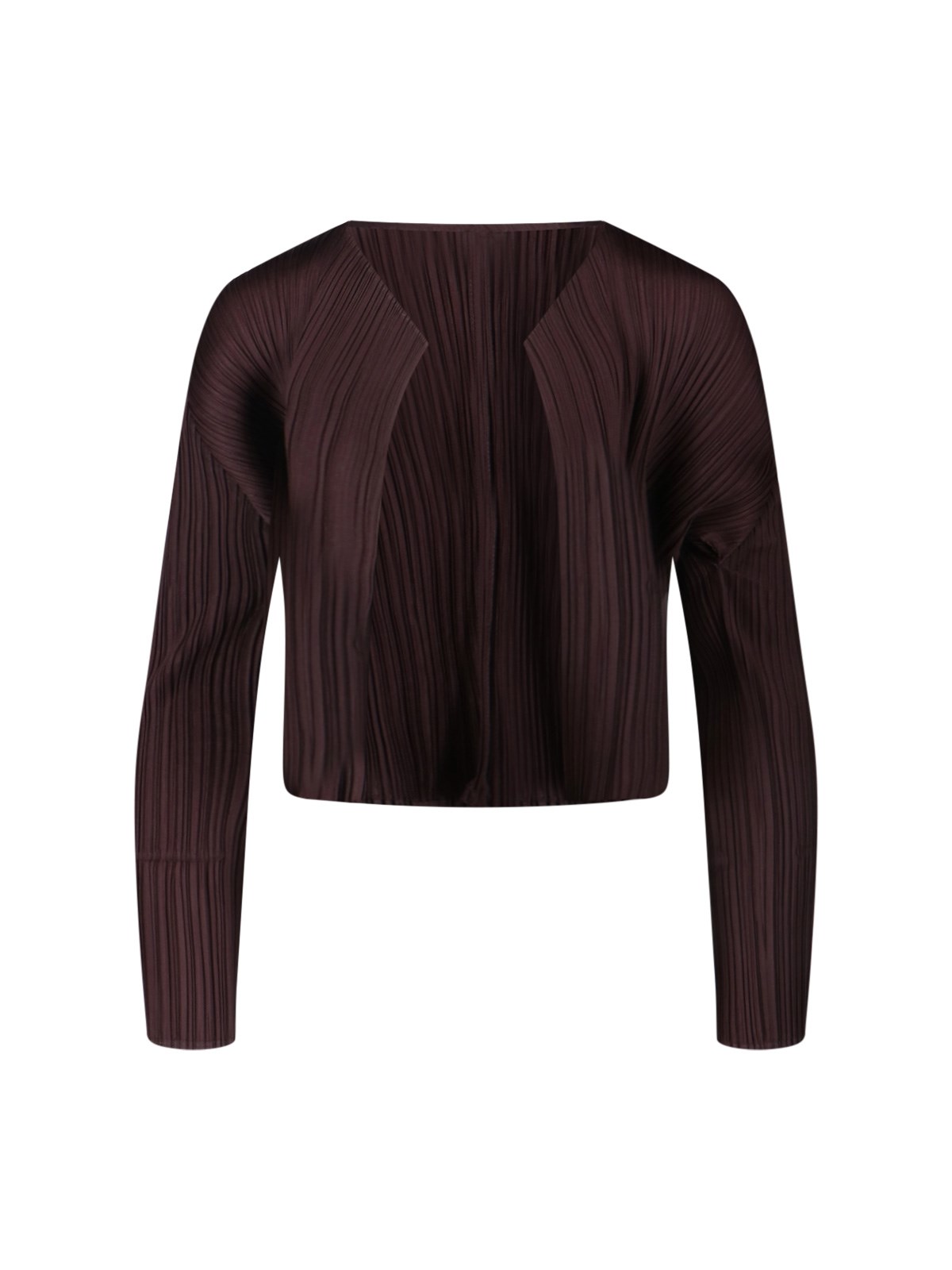 Pleats Please Pleated Cardigan In Brown