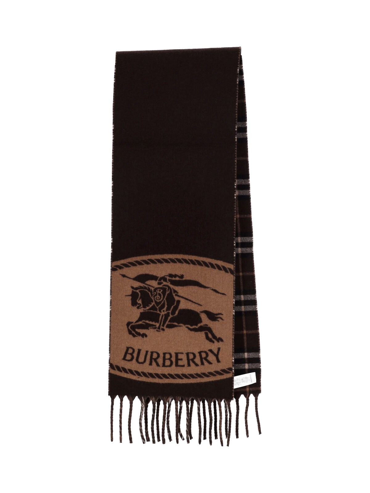 Burberry Reversible Cashmere Scarf With Check Pattern In Brown