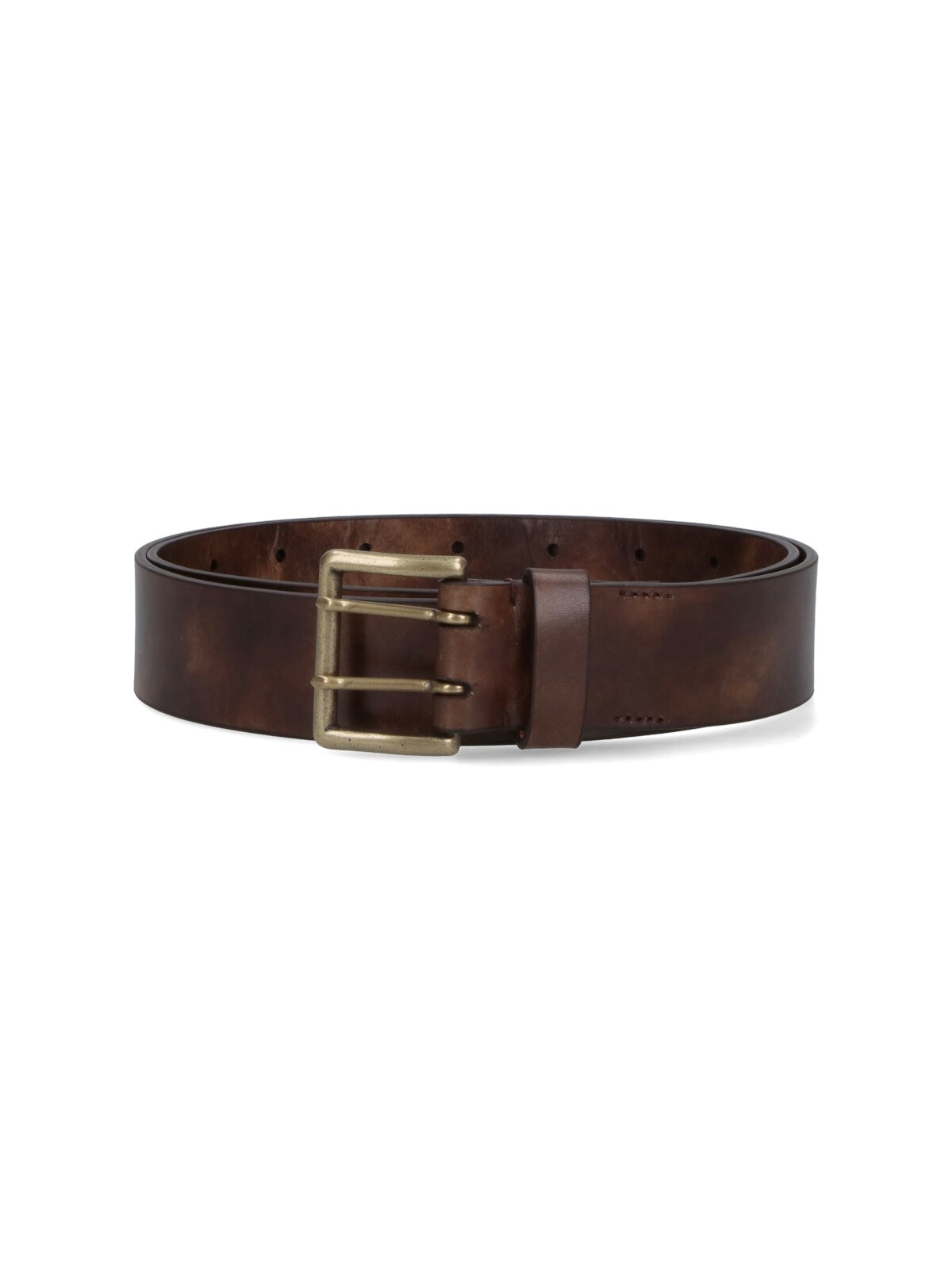 Auralee Adjustable Metal Buckle Belt Multiple Holes In Brown