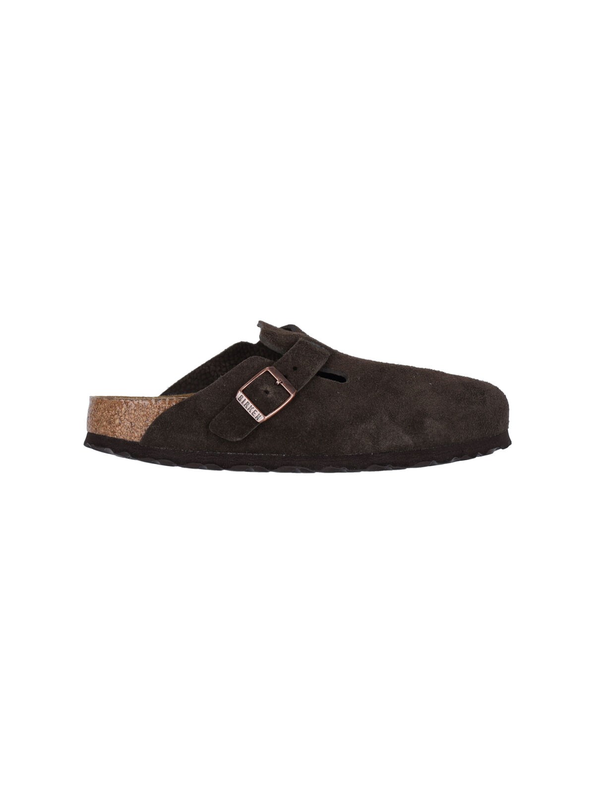 Birkenstock Boston Suede Leather Slippers In Black