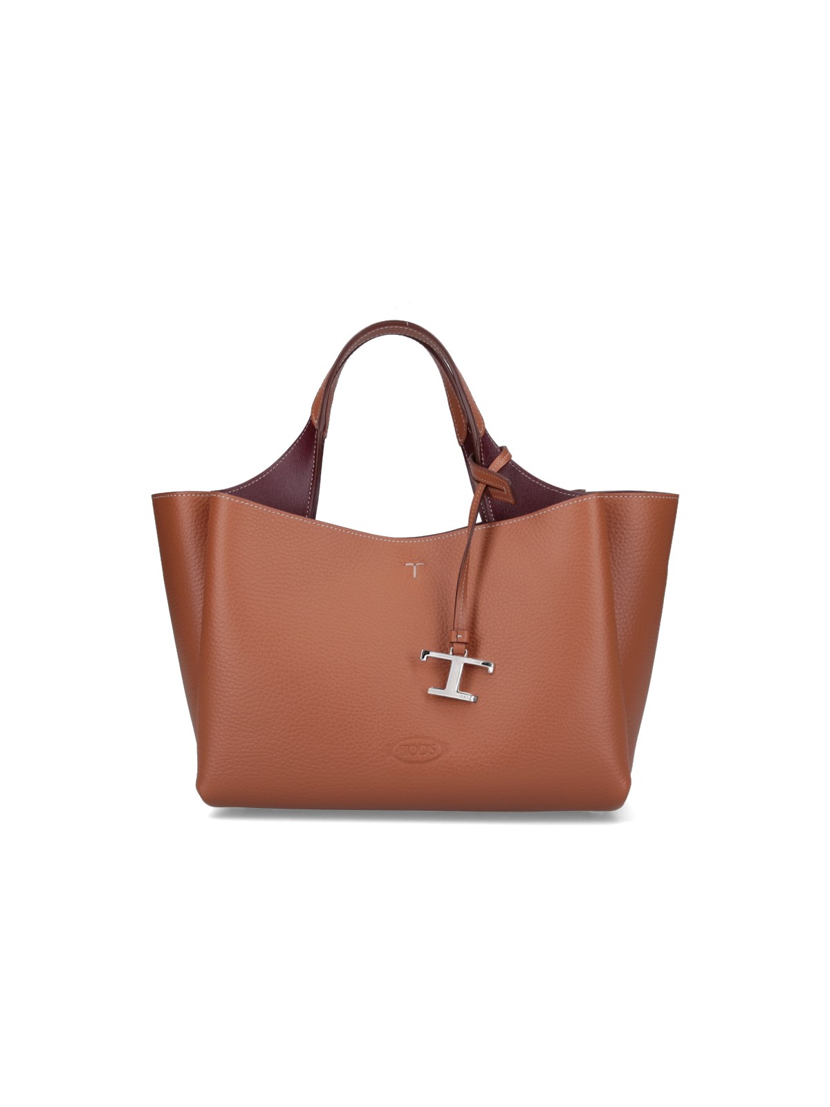 Tod's Structured Brown Shoulder Bag With Textured Finish In Brown