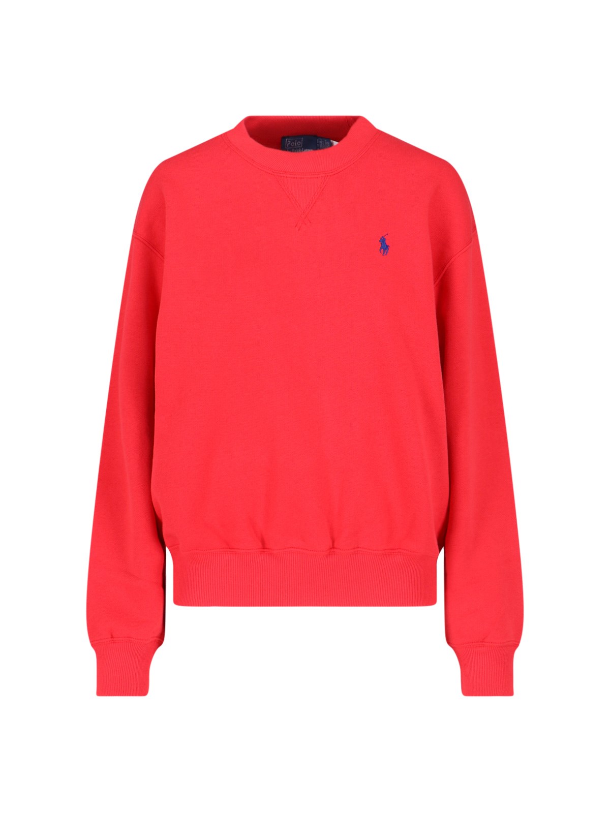 Polo Ralph Lauren Crew Neck Long Sleeve Sweatshirt With Ribbed Cuffs In Red