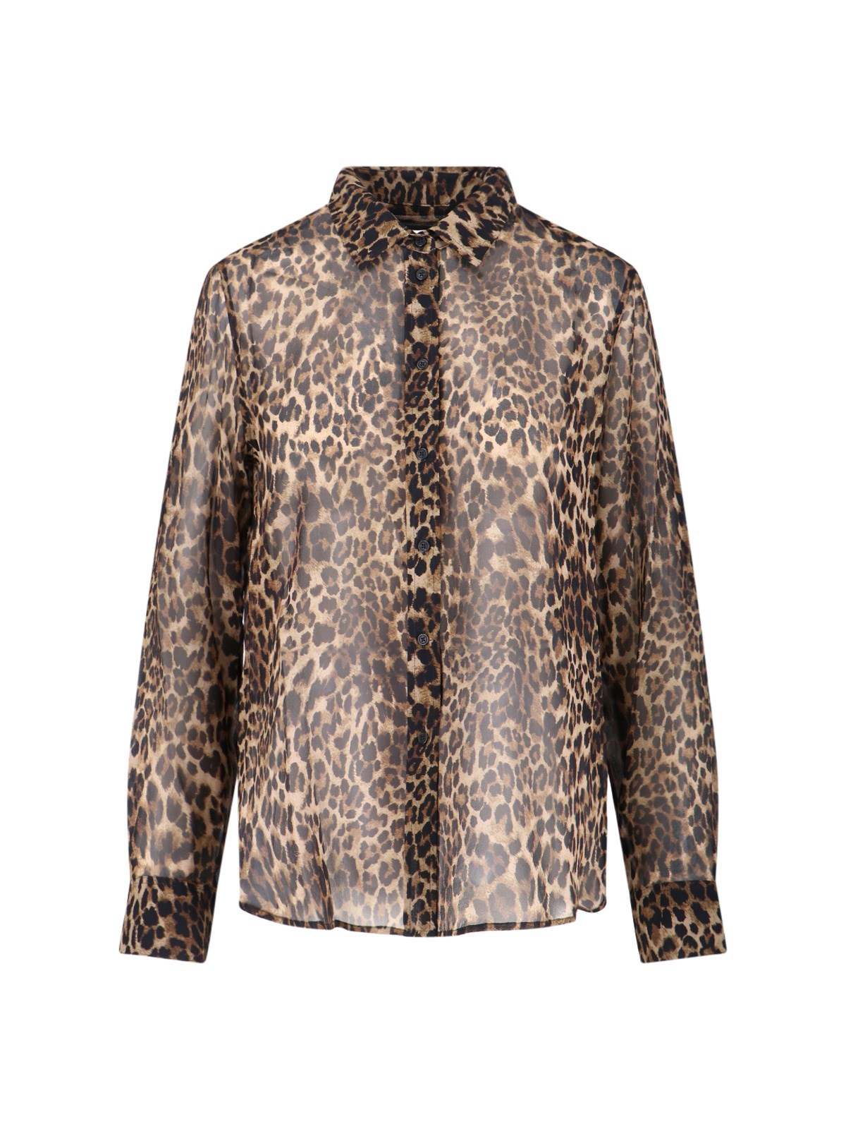 Nili Lotan Leopard Print Silk Shirt With Classic Collar In Animal Print