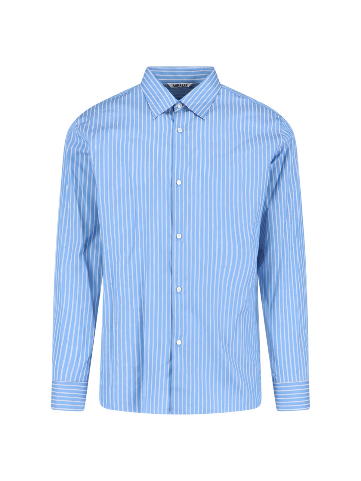 Auralee Striped Long Sleeve Button-down Shirt In Blue