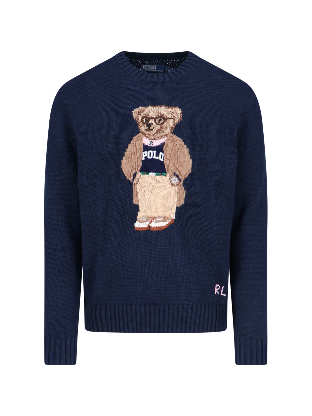 Polo Ralph Lauren Mens Bear Navy Polo Bear Graphic-embroidered Linen And Cotton-blend Jumper In Blue