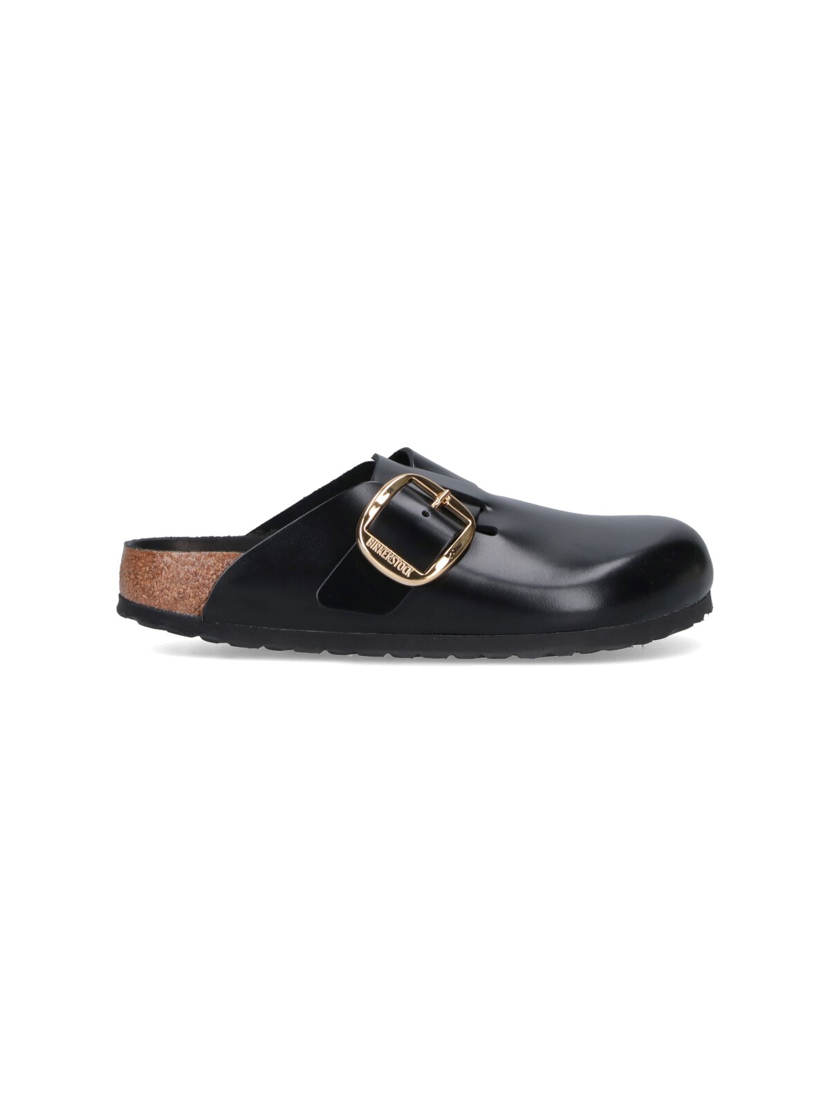 Birkenstock Boston Buckle Flat Mules In Black
