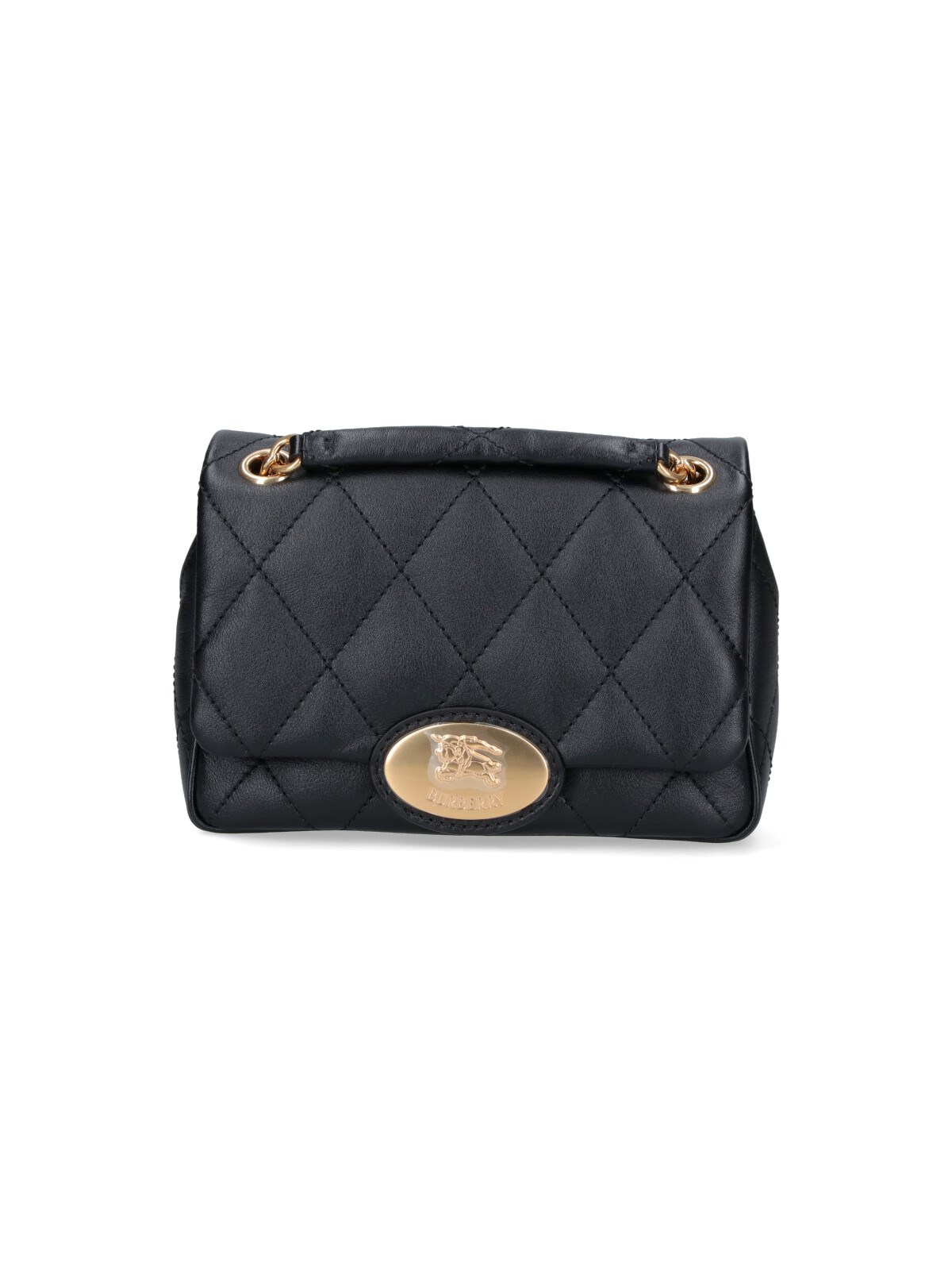 Burberry Quilted Chain Strap Crossbody Bag With Gold-tone Hardware In Black