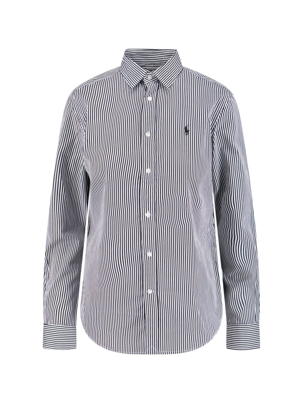 Polo Ralph Lauren Logo Striped Shirt In Gray