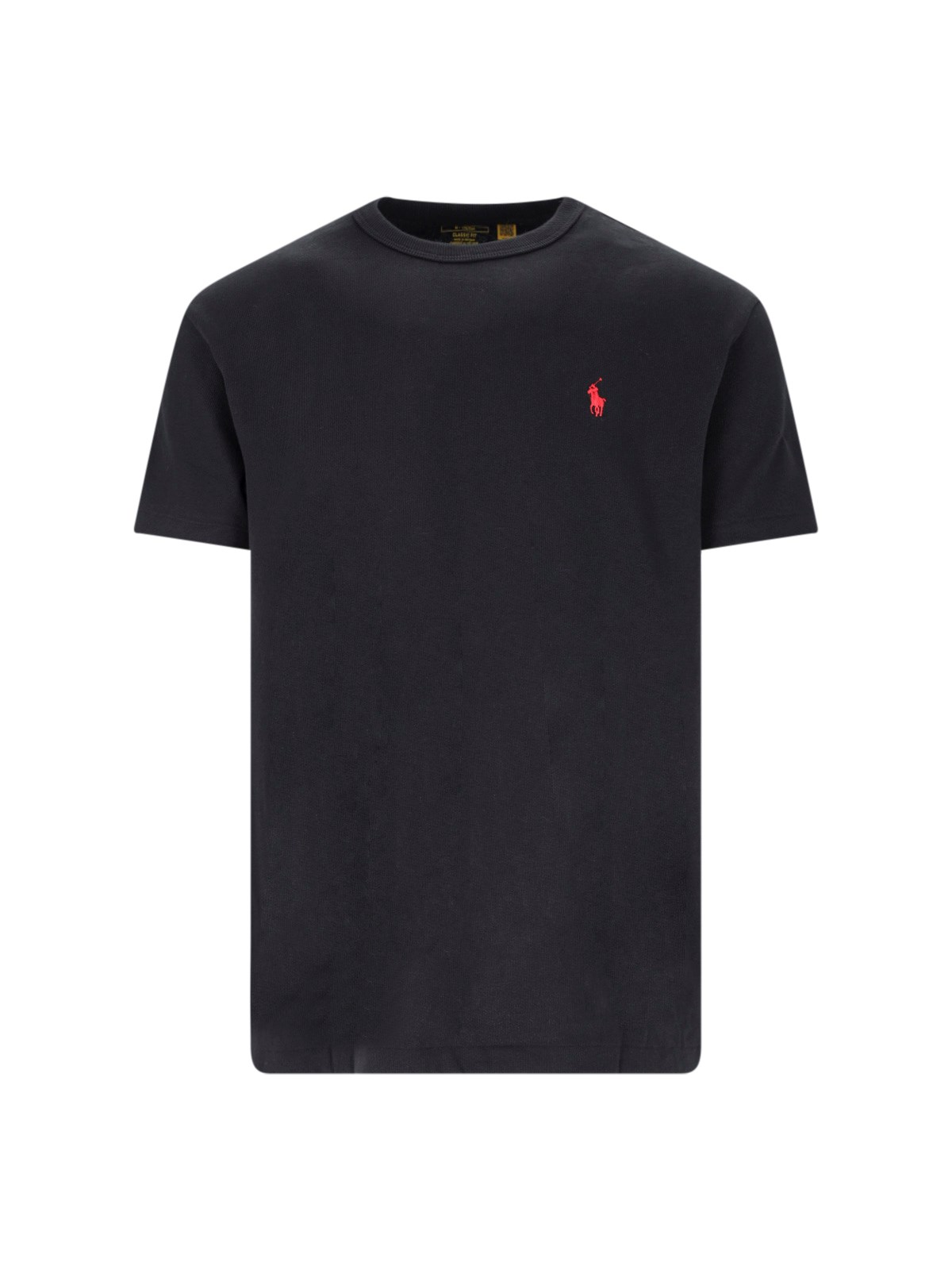 Polo Ralph Lauren Black Crewneck T-shirt With Pony Embroidery On The Front In Black