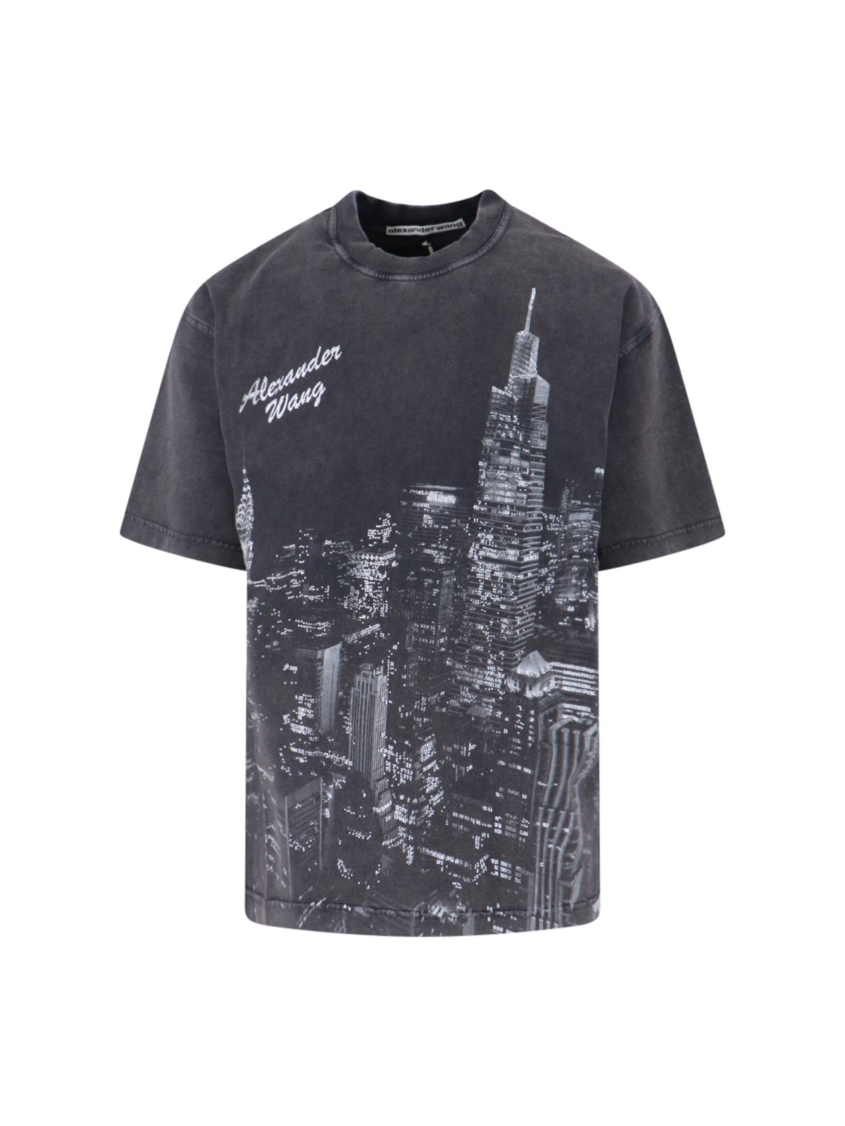 Alexander Wang Rhinestone T-shirt In Black