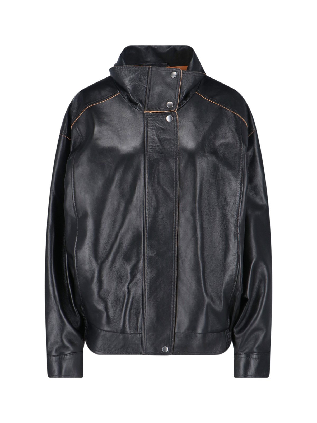 Calvin Klein Modern High Collar Jacket With Contrast Stitching In Black