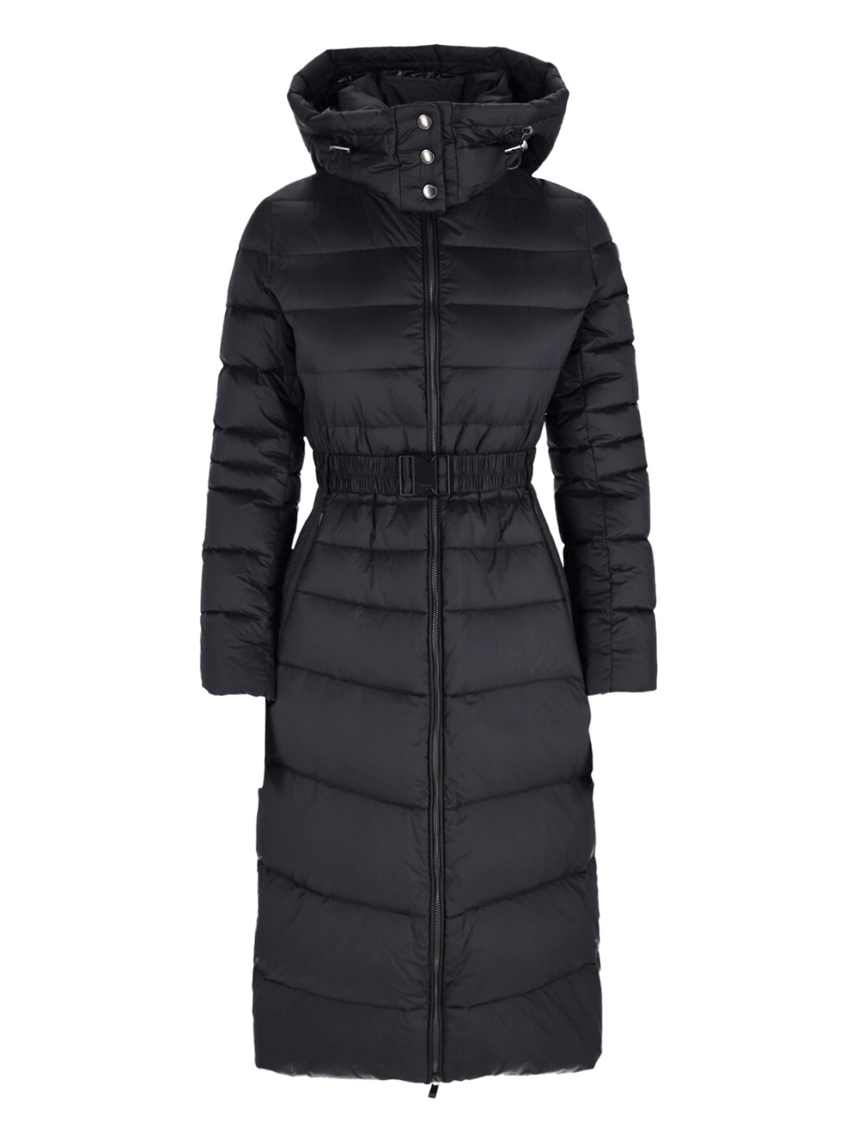 Tatras Quilted Hooded Jacket Belted Waist In Black