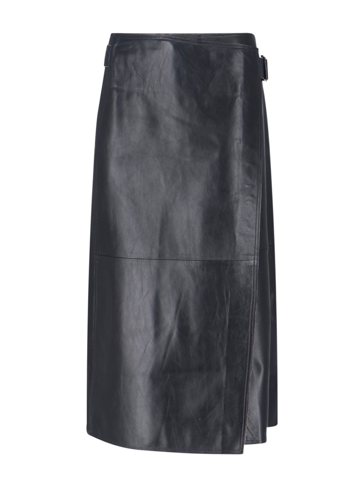 Calvin Klein Nappa Midi Skirt In Black