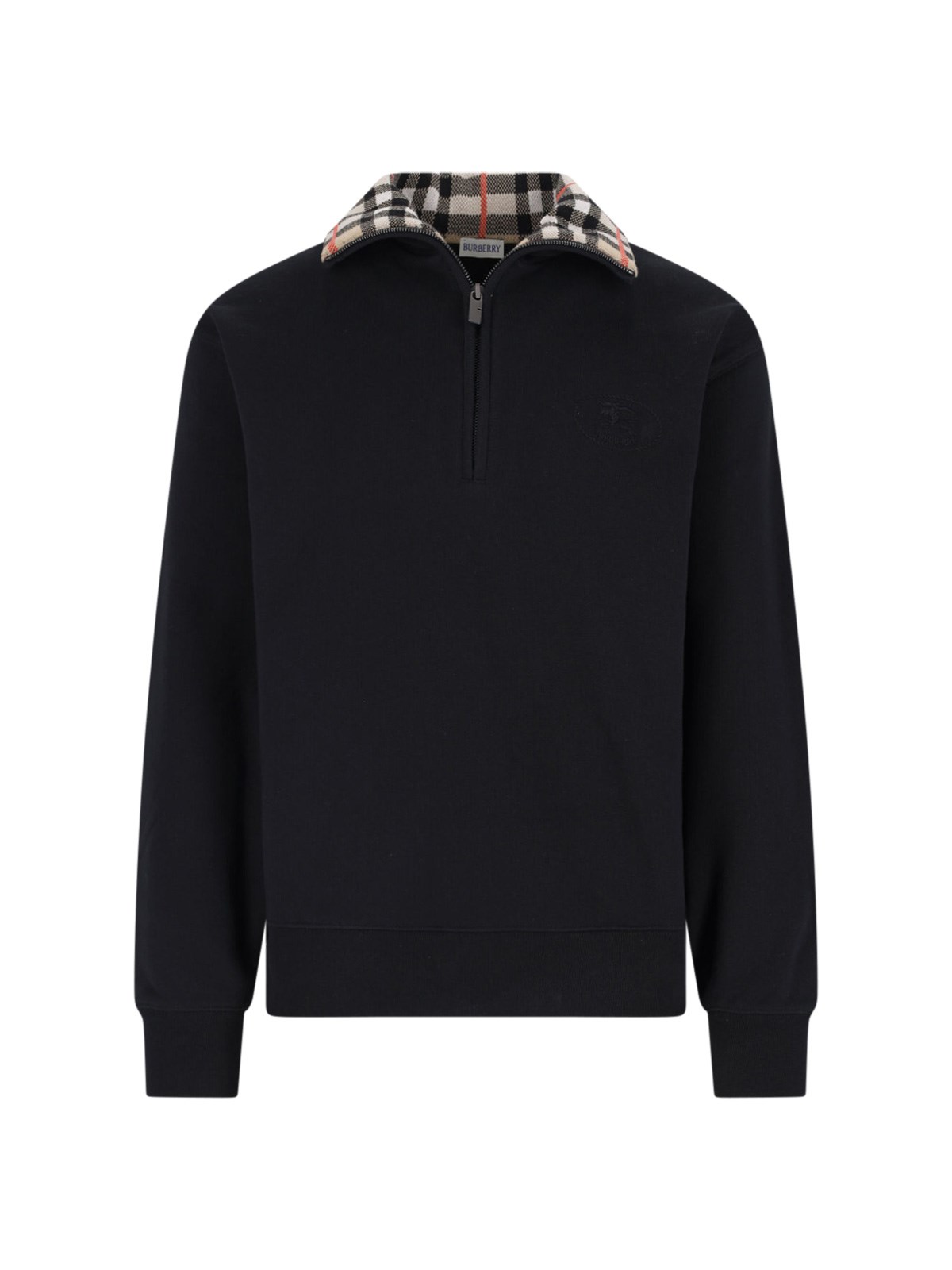 Burberry Mens Logo-embroidered Funnel-neck Cotton Sweatshirt Black Xl In Black