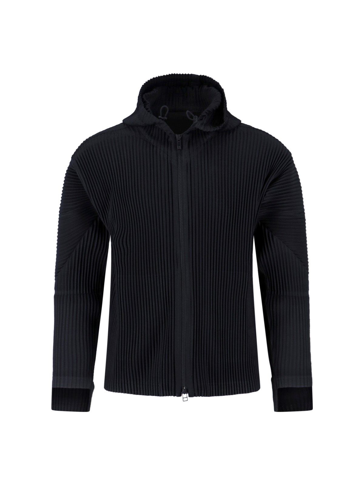 Homme Plisse Zip Hoodie In Black