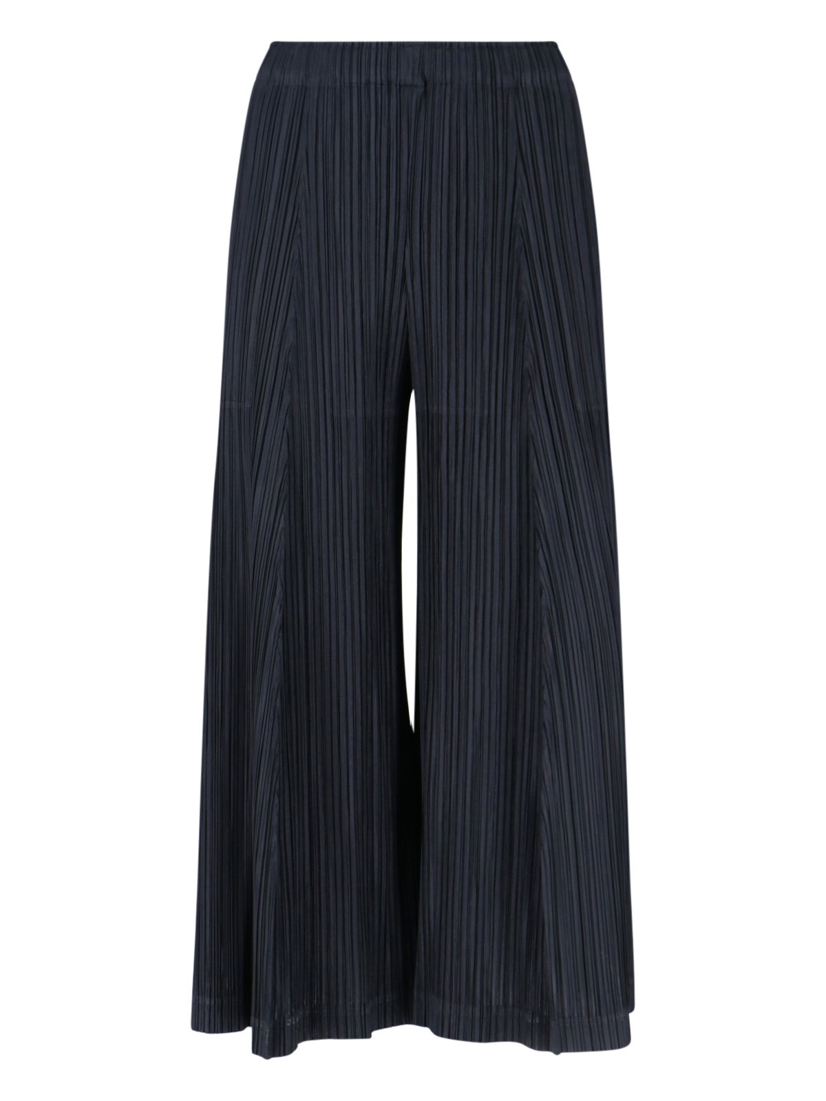 Pleats Please Cropped Wide-leg Trousers With Vertical Pleats In Blue