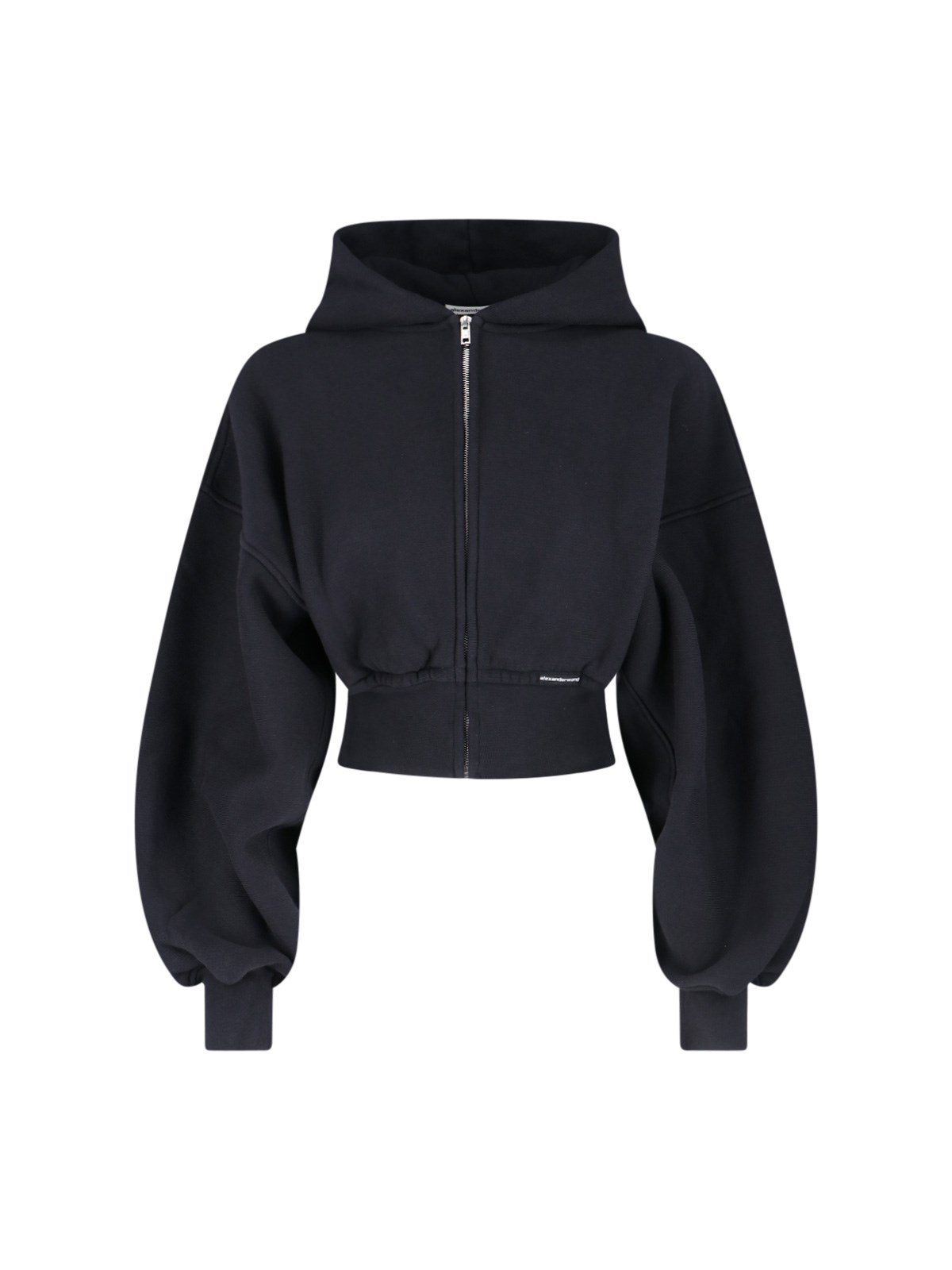 Alexander Wang Womens Faded Black Brand-patch Cropped Cotton-jersey Hoody