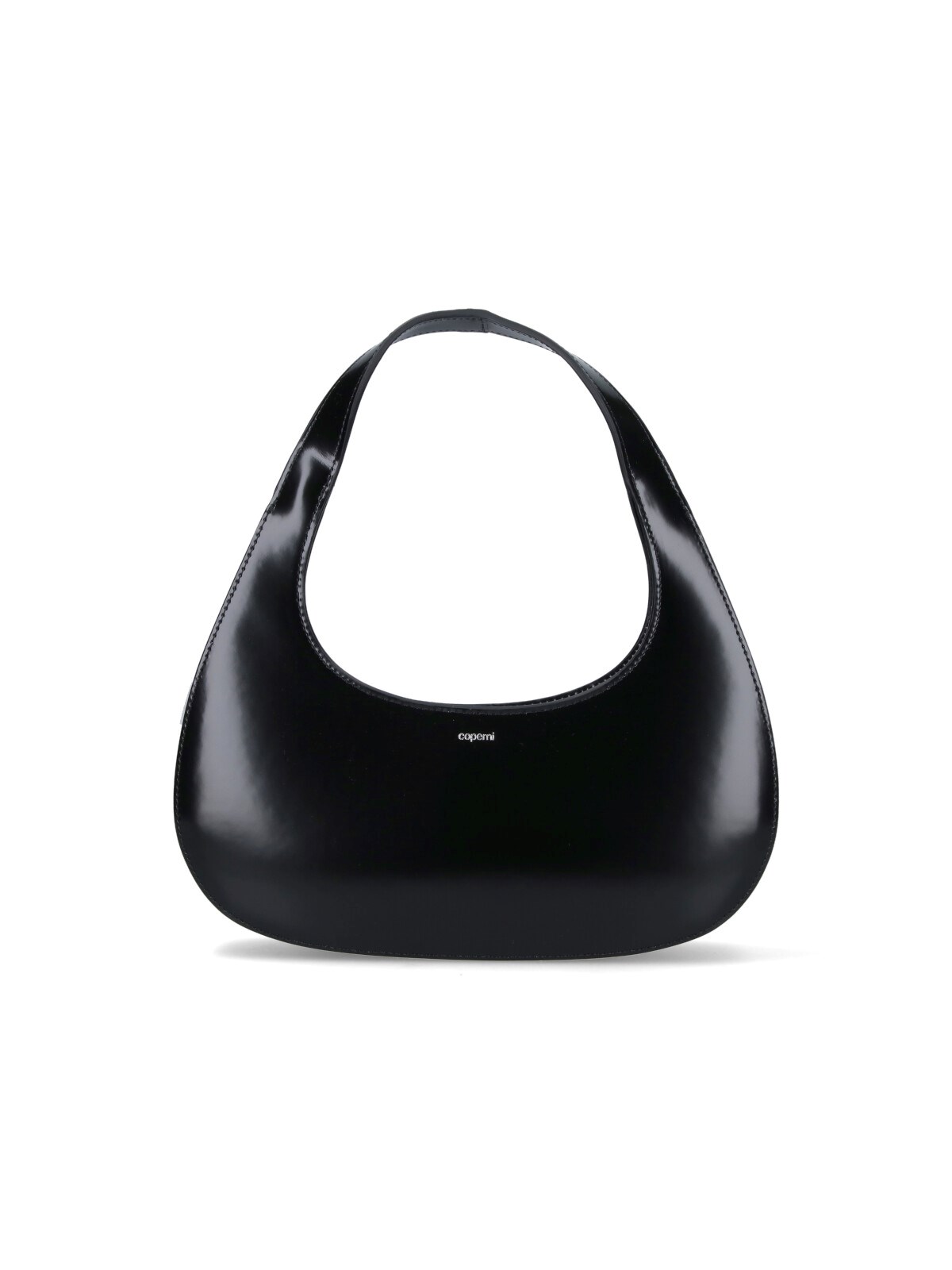 Coperni Crescent-shaped Calfskin Shoulder Bag With Embossed Logo In Black