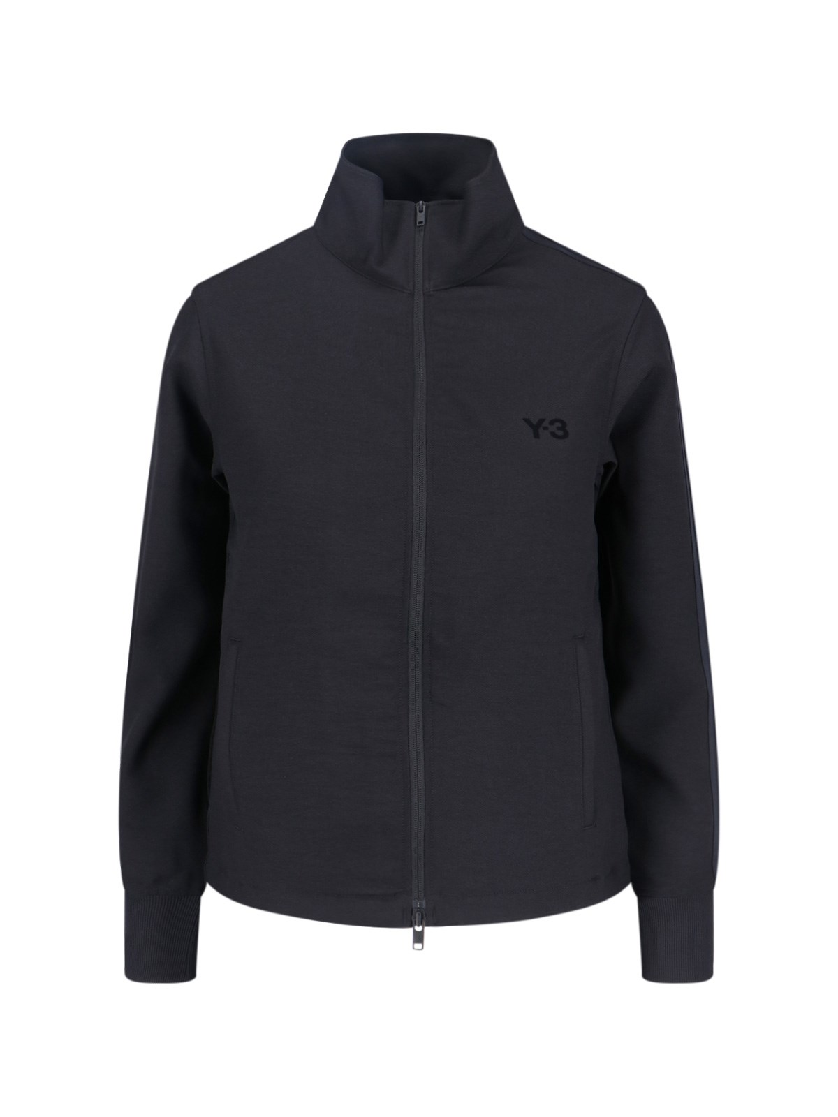 Y-3 High Collar Long Sleeve Sweatshirt Jacket In Black
