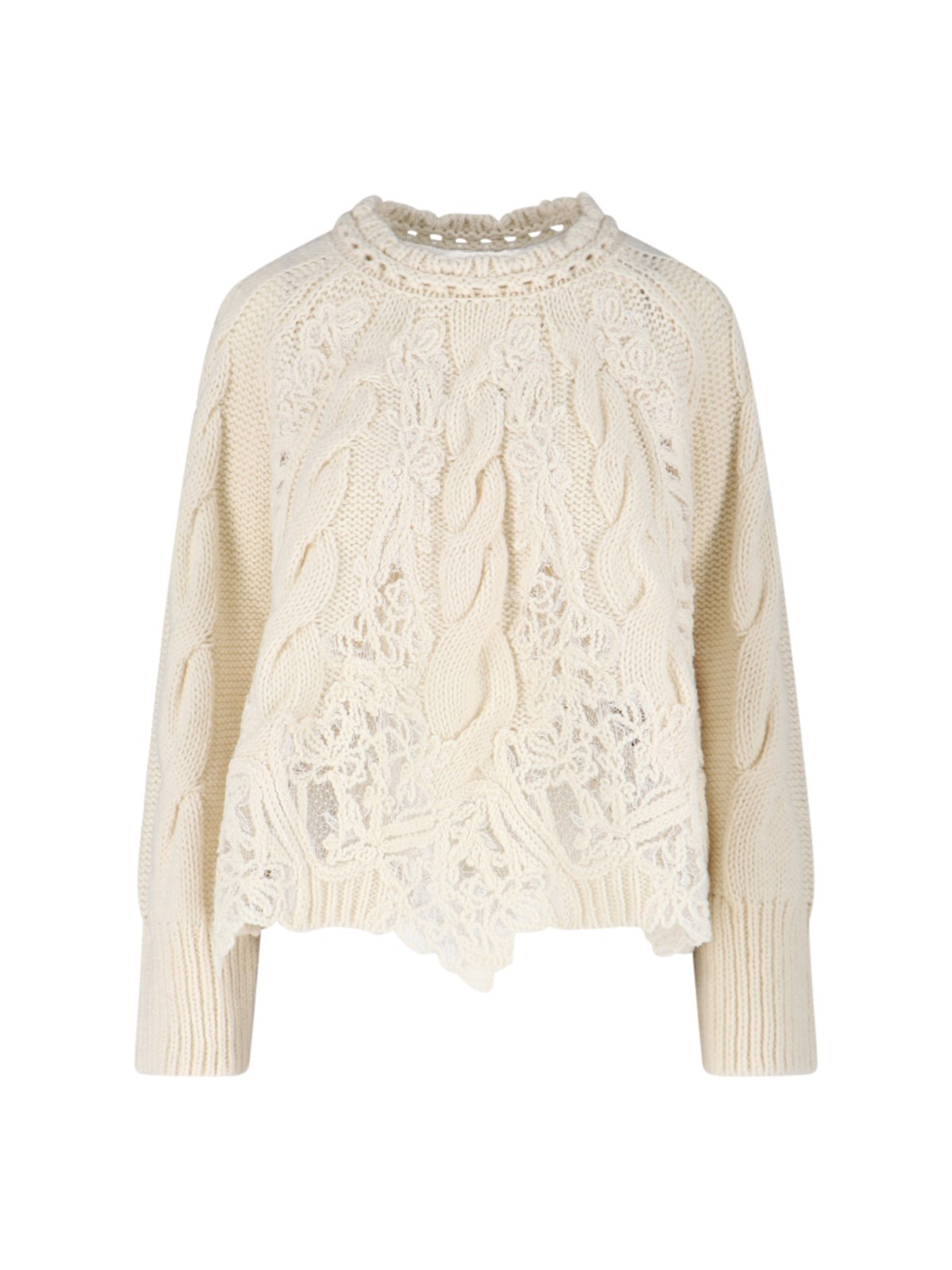 Ermanno Scervino Knitwear With Crewneck And Asymmetric Hem In White