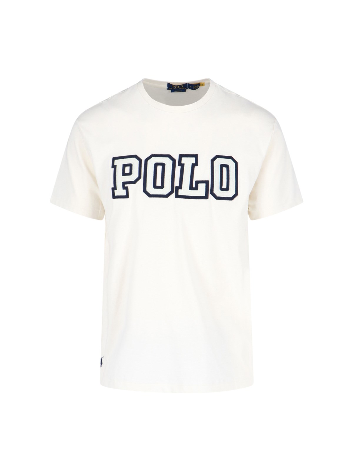 Polo Ralph Lauren White Crewneck T-shirt With Logo Lettering On The Fornt And Pony Embroidery On The Front