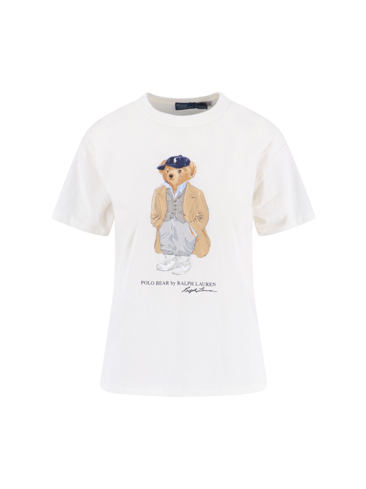 Polo Ralph Lauren Ivory Cotton Jersey T-shirt With Iconic Embroidered Polo Bear In White