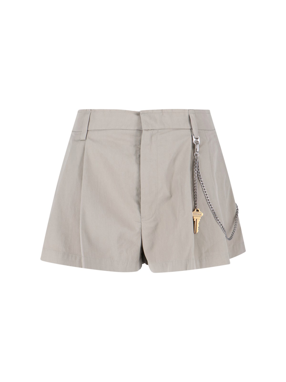 Alexander Wang Pleated Chain-embellished Shorts In Neutral