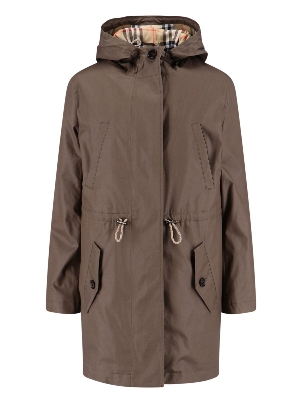 Burberry Waist Drawstring Hooded Long Length In Green