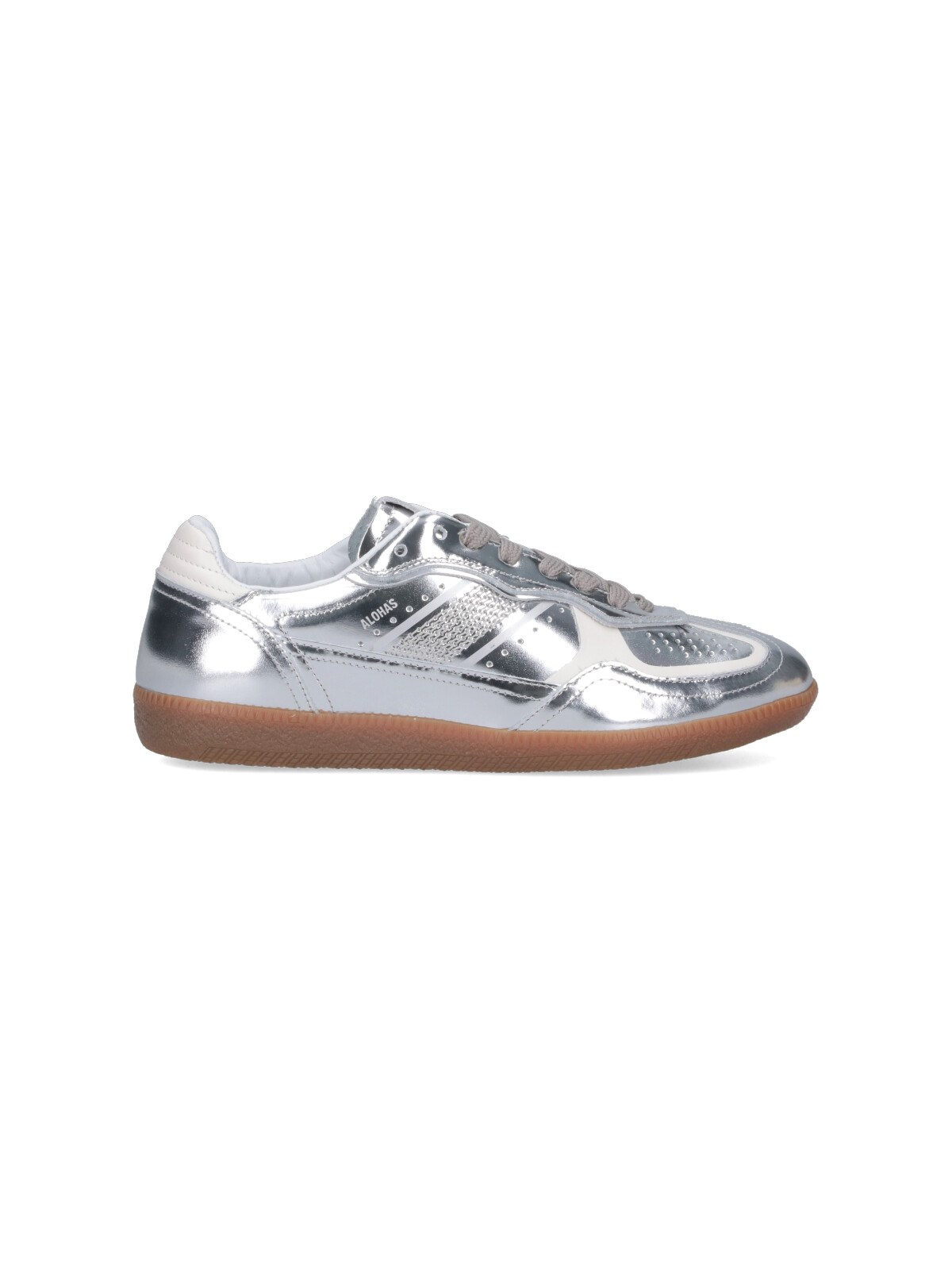 Alohas Rife Leather Lace-up Sneakers In Silver