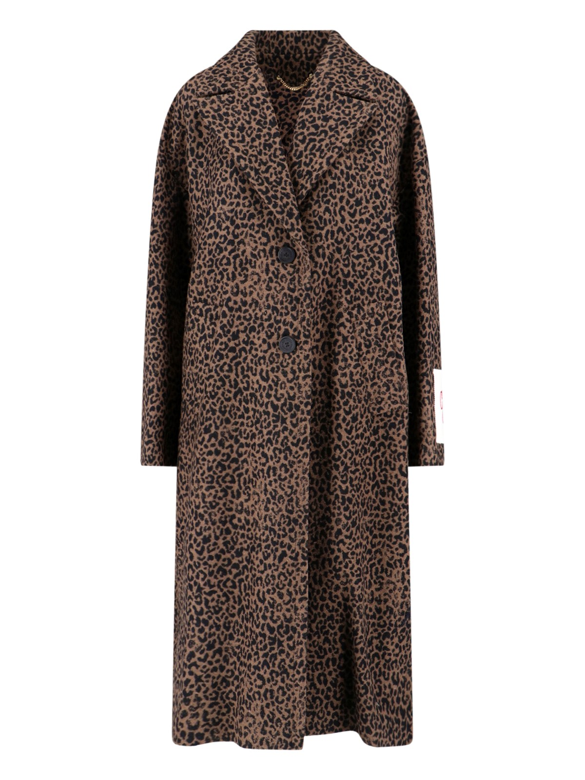 Golden Goose Cocoon Coat In Faded Leopard Jacquard Wool In Brown