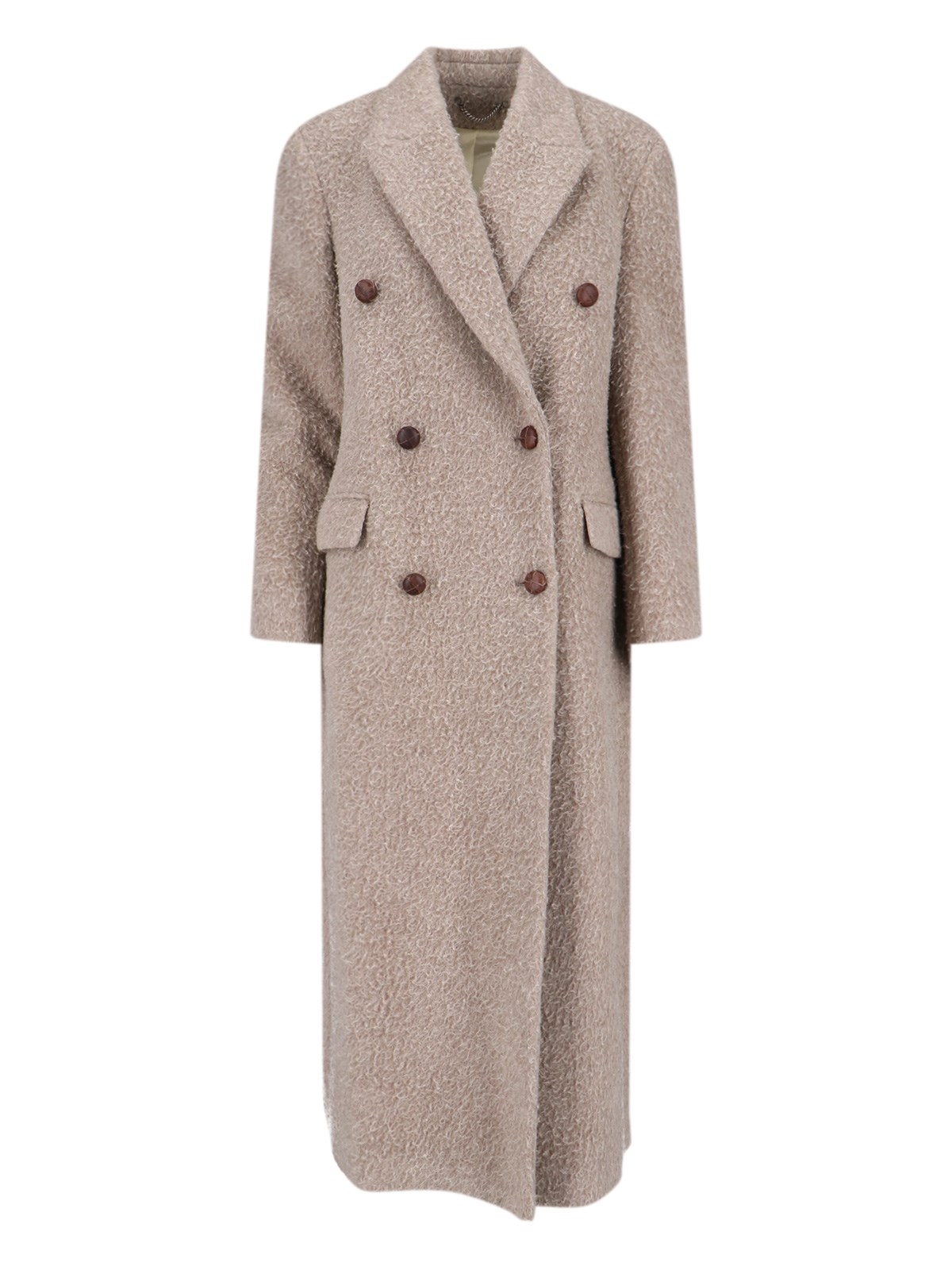 Golden Goose Journey Ws Double Breasted Coat With Detachable Belt Casentino Wool In Neutral