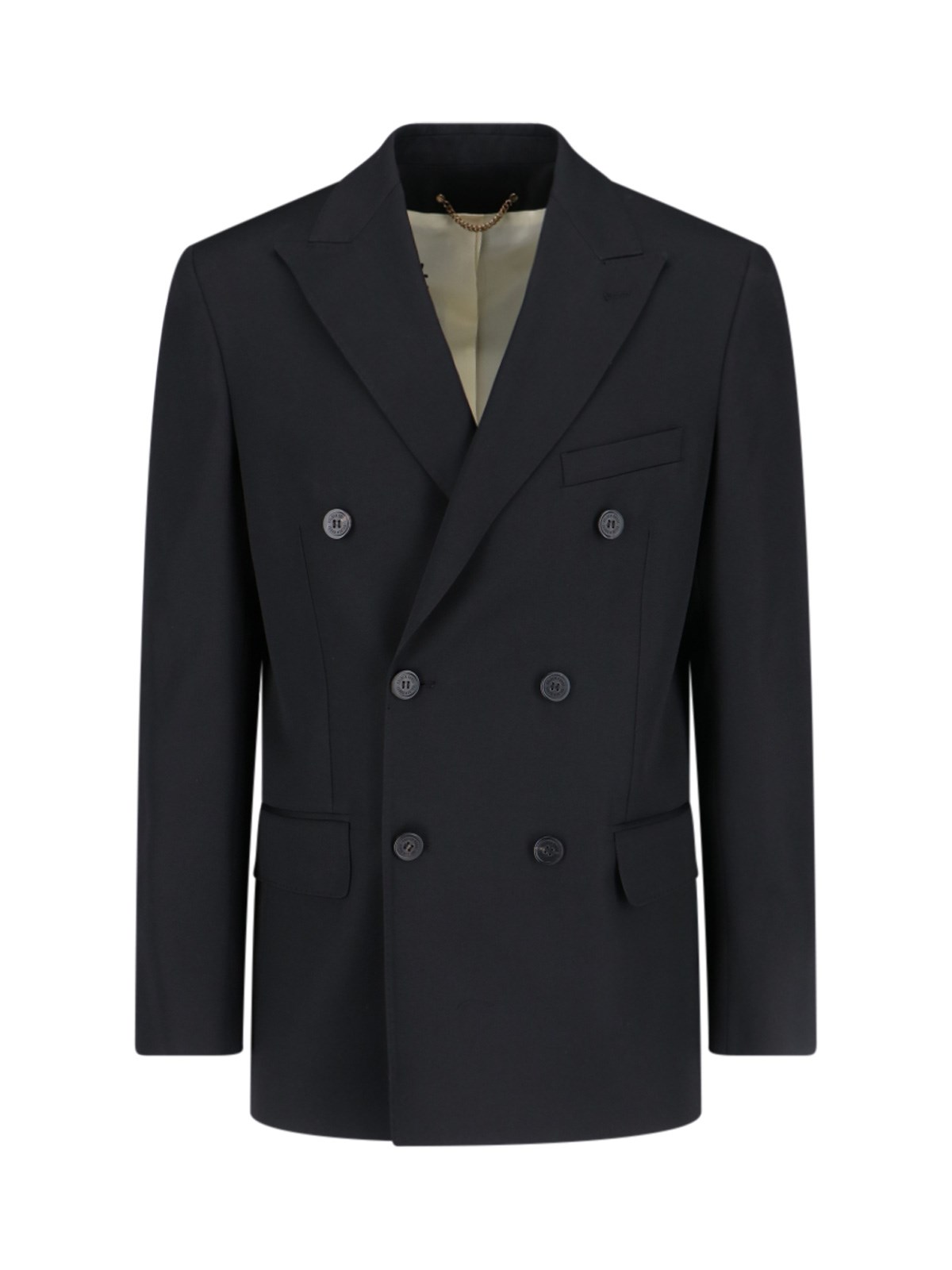 Golden Goose Double Breasted Blazer Wool Gabardine In Black
