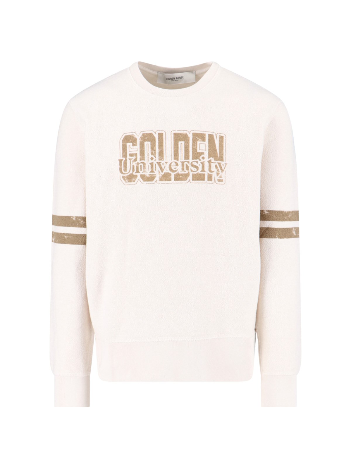 Golden Goose Ivory Cotton Sweatshirt With Contrasting Logo In Gray