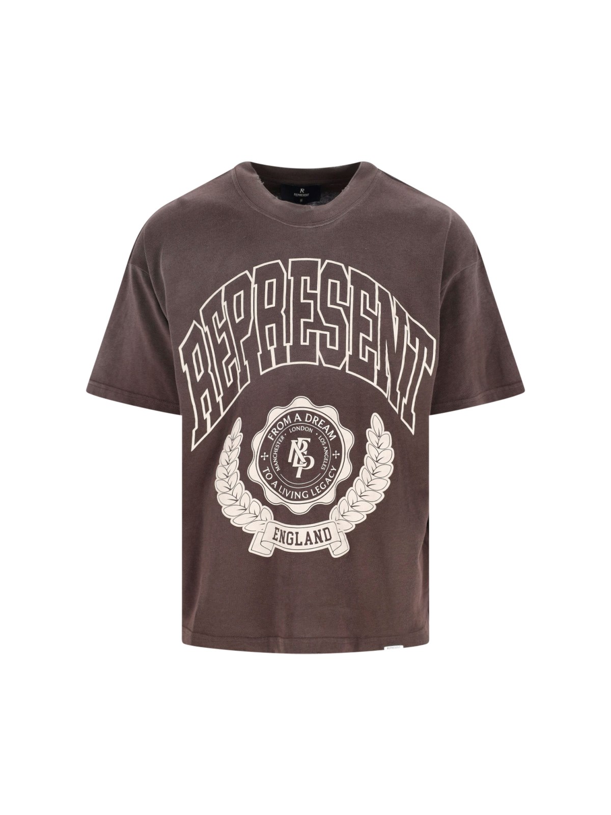 Represent Legacy Crest Cotton T-shirt With Distressed Effect In Brown