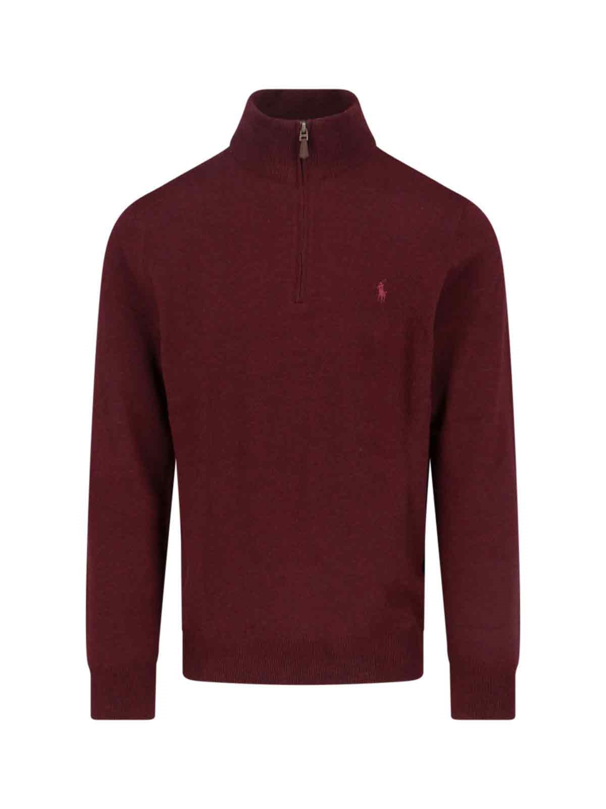 Polo Ralph Lauren Wool Pullover With Half Zip In Red