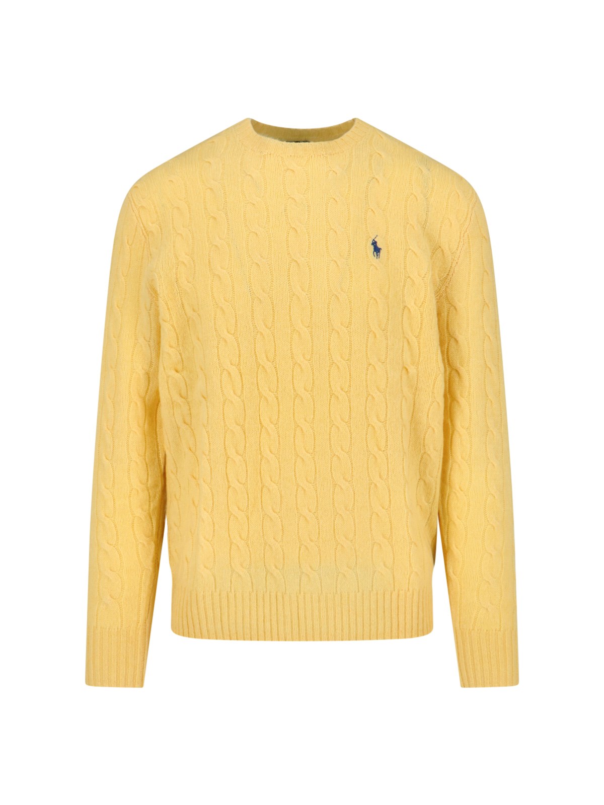 Polo Ralph Lauren Logo Braided Jumper In Yellow